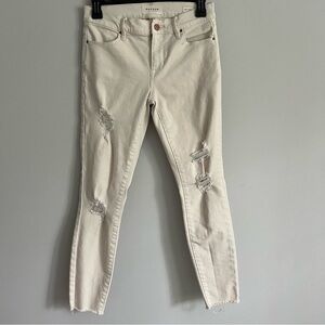 PacSun Cream Distressed Super Stretch Ankle Jegging